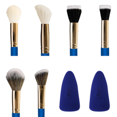 Kit Lully Pele de Porcelana 6 Pincéis + 2 Esponjas