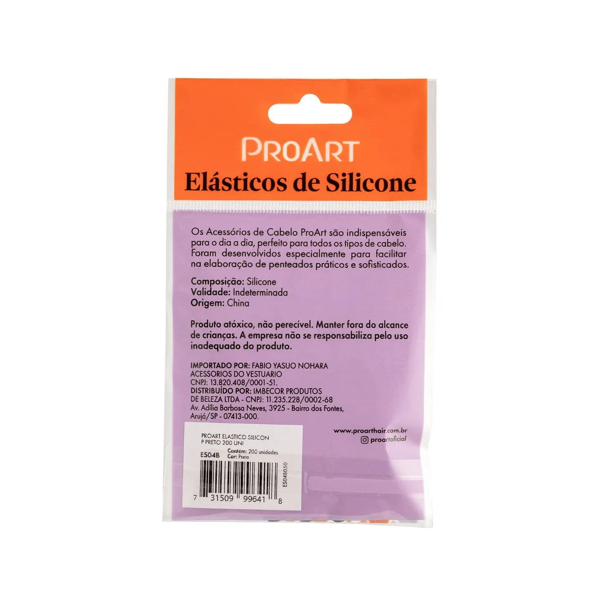Elástico de Silicone Preto para Cabelo Tamanho P 200 Unidades - ProArt