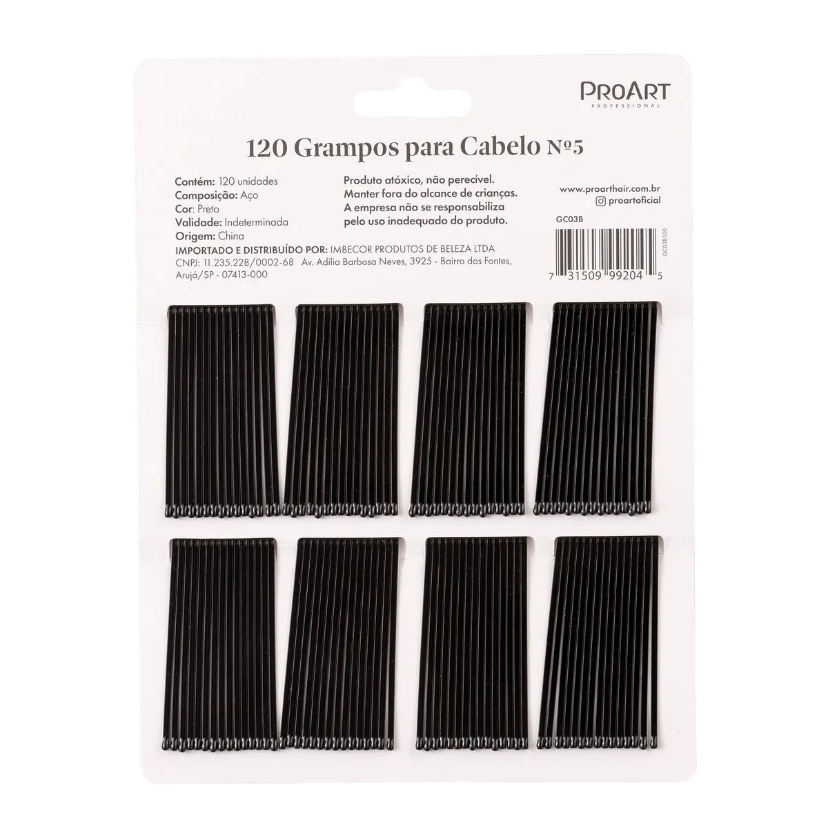 Grampo de Cabelo Preto N5 120 unidades - ProArt
