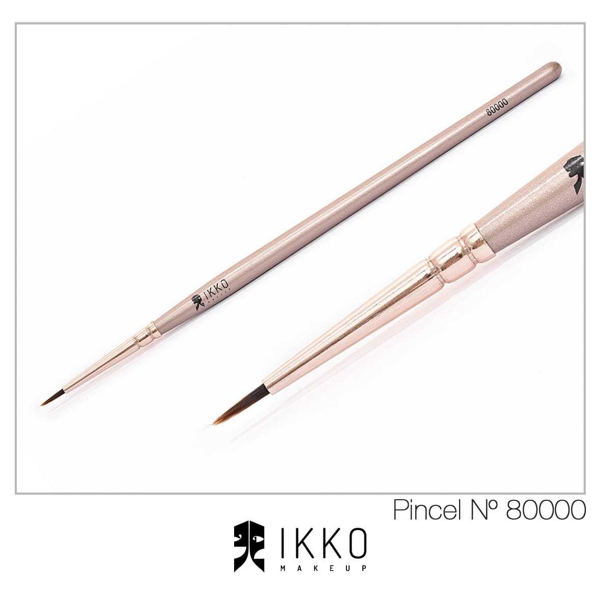 Pincel Delineador Para Olhos 80000 (D000) Linha Dourada - Ikko Makeup