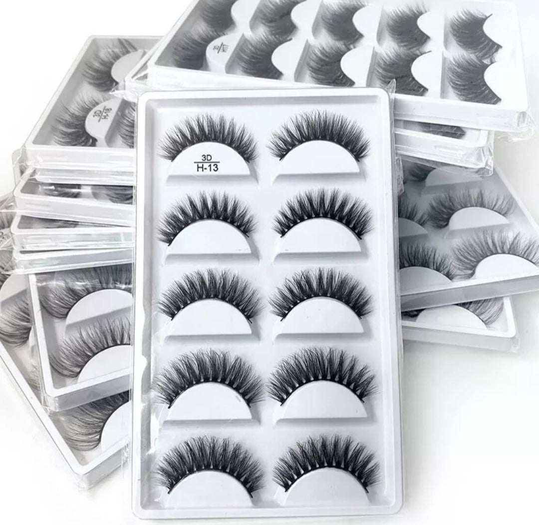 Cílios Postiços 3D Modelo H13 - 5 Pares
